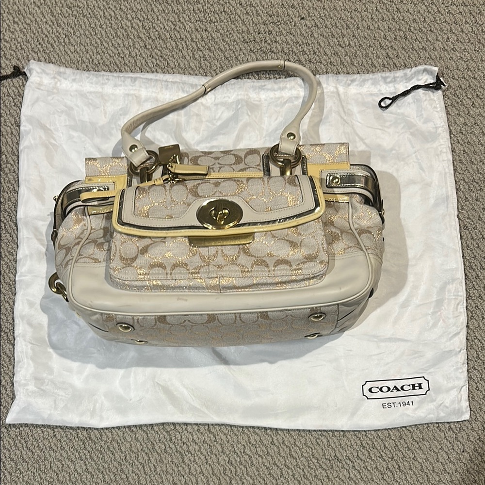 Coach Cream and Gold Women's Bag